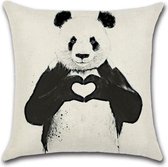 Kussenhoes Panda - Hart - Kussenhoes - 45x45 cm - Sierkussen - Polyester