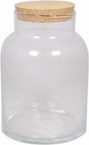 2x Glazen voorraadpotten/bewaarpotten 11 liter met kurk deksel 21 x 31 cm - Koekjespotten/snoeppotten van glas - Decoratie potten