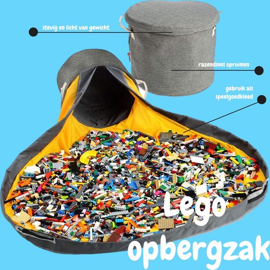 Speelgoed / Lego opbergzak / 2-in-1 speelkleed en opbergzak / Opbergmand /  Geel (grijs) | bol.com