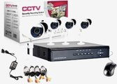 CCTV  camerasysteem 4 Camera's + DVR voor internet en telefoon zwart