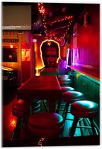 Acrylglas - Rode Lichtjes bij de Bar - 40x60cm Foto op Acrylglas (Met Ophangsysteem)