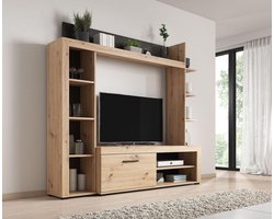 Meubella - Wandmeubel Ramona - Eiken - Zwart
