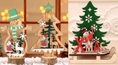 DearDeer® 3 verschillende kerstinterieurversieringen -kerstversieringen - Sneeuwman in Slee + Kerstboom + Sneeuwman