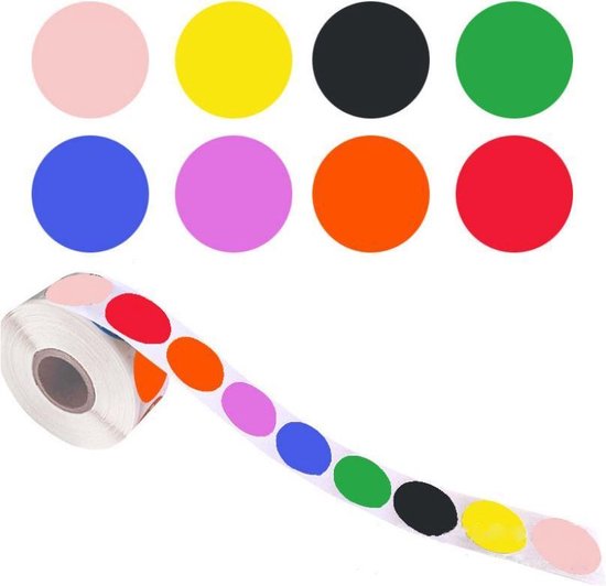 dubbele rand Onschuldig Rol Prijsstickers - etiketten 8-kleuren - 500 stickers 2,5 cm | bol.com
