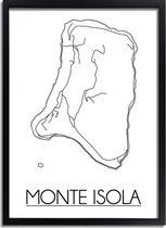 Monte Isola Italie Plattegrond poster A3 + Fotolijst Zwart (29,7x42cm) - DesignClaud