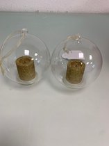 Glazen kerstballen met LED 2 stuks