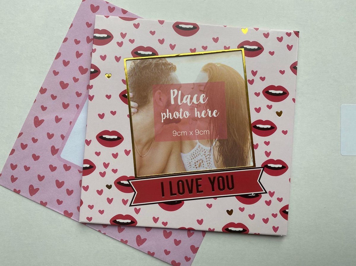 Valentijnskaart / wenskaart I love You met fotoframe