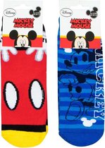 Disney Mickey Mouse Sokken | 2 Paar | Badstof | Maat 31-34 | Anti-slip | Dikke Sokken | Blauw en Rood