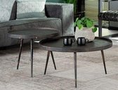 Salontafel set/2 rond metallic / Grijs