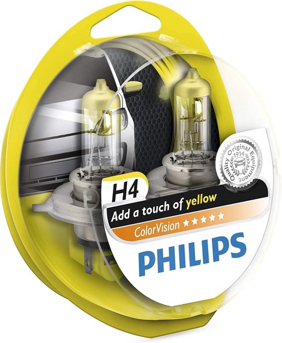 Philips ColorVision H4 Geel 60/55W 12V, set à 2 stuks | bol.com