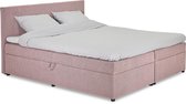 Beddenleeuw Boxspring Bed Lana met Opbergruimte - 140x200 - Incl. Hoofdbord + Topper - Oud roze