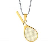 Ketting tennisraket goud kleur