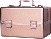 Beauty Case Cube goud folie ( L ) met vakfles verdeling -make up koffer - make up koffer meisjes