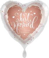 Everloon - Folieballon hart - Just Married, Verliefd, Verloofd, Getrouwd - 43cm - Voor huwelijk
