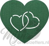 Hart in hart vilt onderzetters  - Donkergroen - 6 stuks - 10 x10 cm - Tafeldecoratie - Glas onderzetter - Valentijn - Cadeau - Woondecoratie - Tafelbescherming - Onderzetters voor