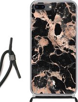 iPhone 8 Plus hoesje met koord - Rose Gold Marble