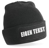 Gepersonaliseerde Muts - Beanie - Zwart - unisex - Eigen naam - Eigen tekst