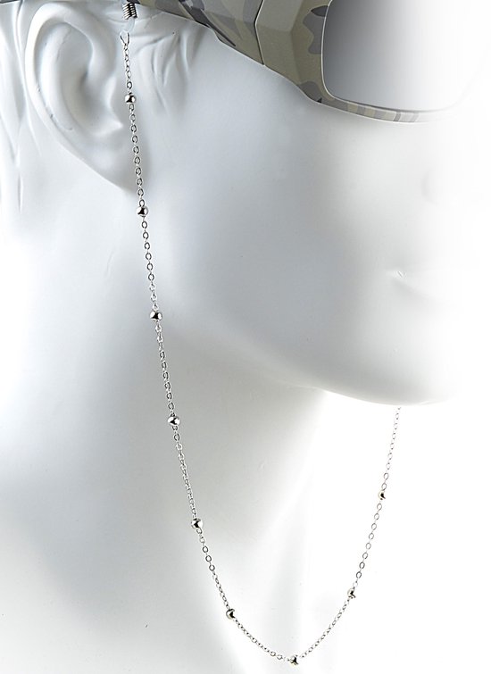 Luxe Metalen Brillenkoord Zilver - Silver Beads - Luxe Zonnebrilkoord Zonnebril Bril Koord Koordje
