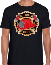 Brandweer logo verkleed t-shirt zwart voor heren - brandweerman - carnaval verkleedkleding / kostuum XL
