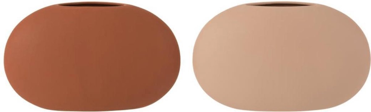 J-line Set Vaas Hoog Dun Keramiek Terracotta Bruin A/2
