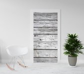Deurposter - Luxe deursticker Houten planken grijs - 201,5 x 93 cm