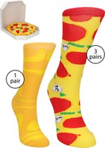 OHNO Cadeau Artikelen Funny Pizza Sokken - Multipack Sokken - Multicolor, Cadeauverpakking