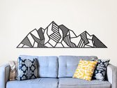 HOUTEN WANDDECORATIE / WOODEN WALL DECORATION - GEOMETRISCHE MUURDECORATIE / GEOMETRIC WALL ART - BERGEN / MOUNTAINS - 110 x 32cm - ZWART / BLACK - ORIGAMI DESIGN WANDFIGUUR - ECHT