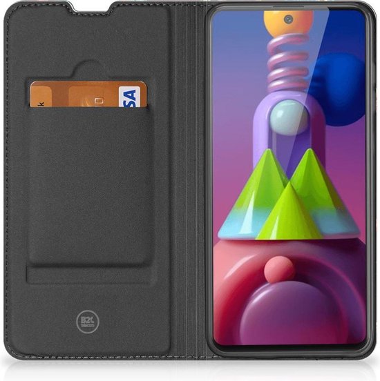 Stand Case Samsung Galaxy M51 Phone Case Peacock avec des Fleurs