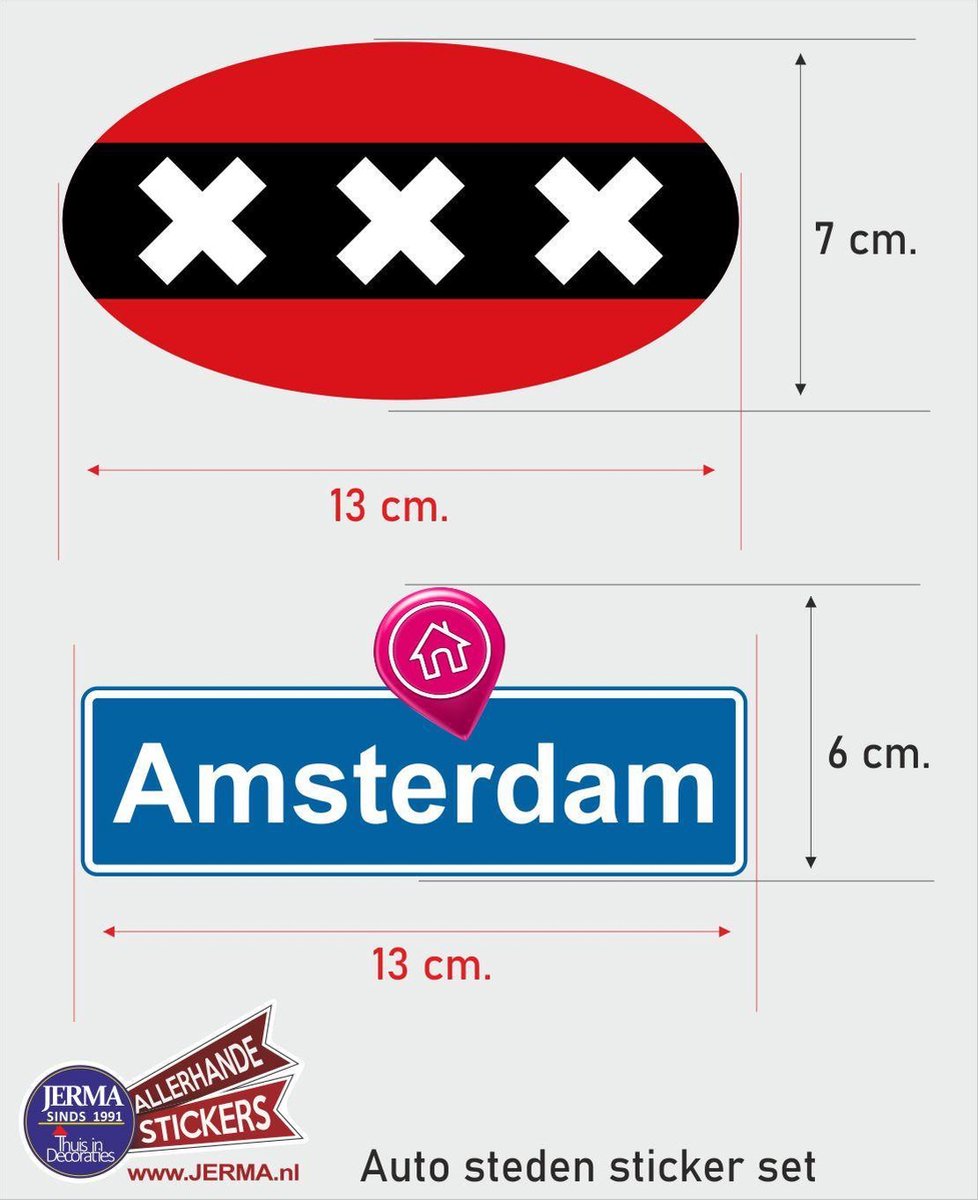 Amsterdam steden vlaggen auto stickers set van 2 stickers | bol.com