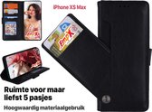 EmpX.nl Apple iPhone XS Max Zwart Boekhoesje | Portemonnee Book Case | Flip Cover Hoesje | Met Multi Stand Functie | Kaarthouder Card Case | Beschermhoes Sleeve | Met Pasjeshouder & Magneet S