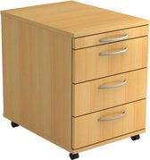 Ladeblok - 3 Lades - Verrijdbaar - Beuken - 42,8 x 58 x 59 cm - Bari 1606 BO