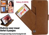 EmpX.nl Samsung Galaxy J3 (2018) Khaki Boekhoesje | Portemonnee Book Case | Flip Cover Hoesje | Met Multi Stand Functie | Kaarthouder Card Case | Beschermhoes Sleeve | Met Pasjesho