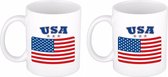Set van 2x stuks drink mokken Amerikaanse/USA vlag 300 Ml