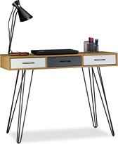 Relaxdays designer bureau modern - 3 lades - computertafel - werktafel - laptoptafel