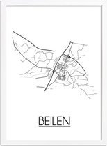 Beilen Plattegrond poster A2 + Fotolijst Wit (42x59,4cm) - DesignClaud