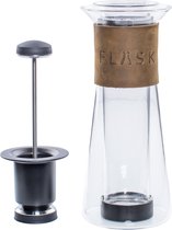 Planetary Design USA - FLASK Coffee Press - Unique - Clear with Leather - Cafetière - French Press - Glas - 500ml