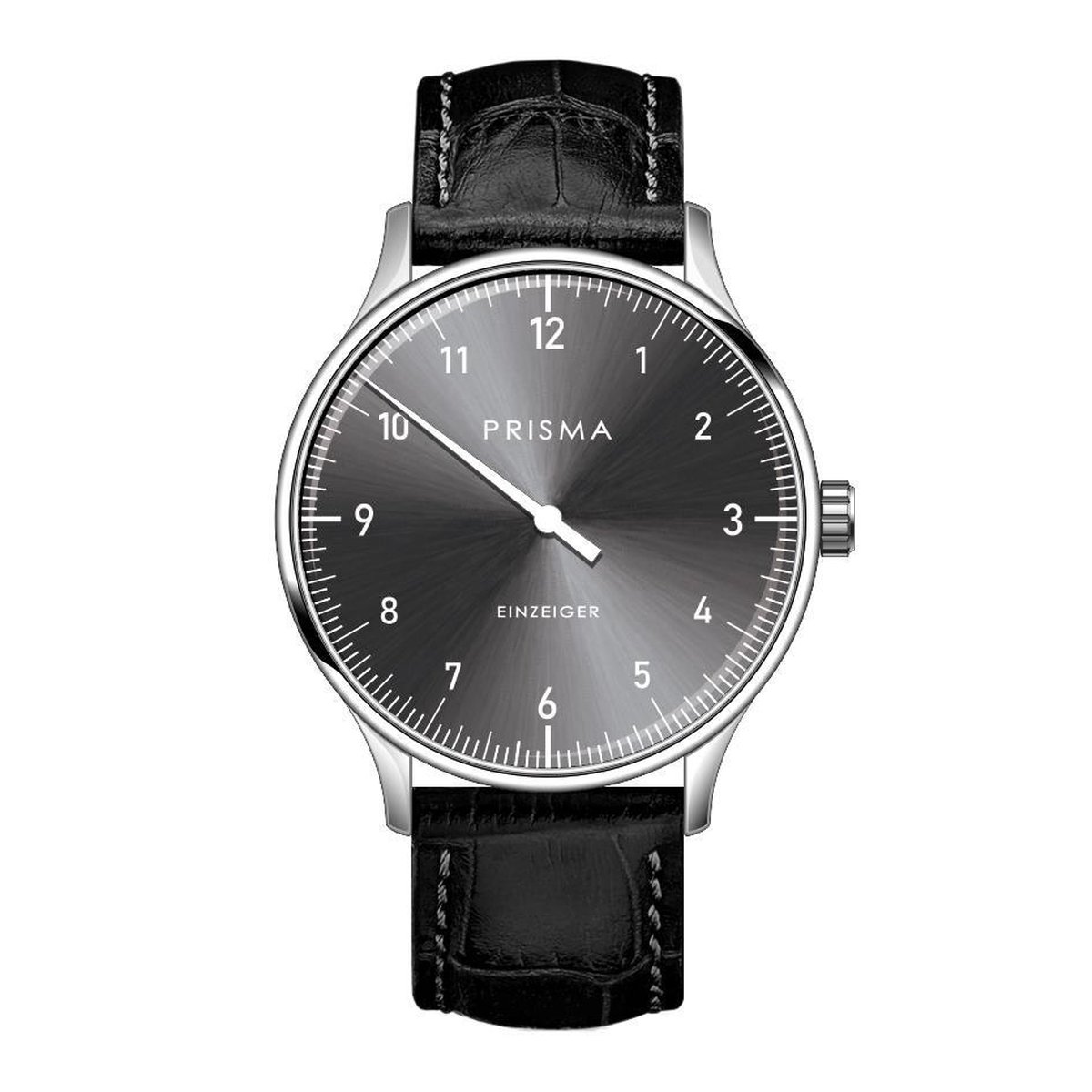 Prisma Design 'Einzeiger' - Eenwijzer Horloge Grijs 40mm
