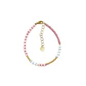 Pink stripes armband - Goud