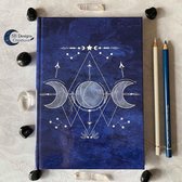 Drievoudige Maan Notitieboek Hardcover A5 Journal - Triple Moon - Blauw Tekenboek - Magisch Dagboek - Maanheks