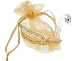 Gouden Luxe Organzazakjes Met Zwaan - 6 Zakjes - Plexiglas