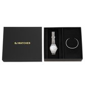 SJ WATCHES Geschenkset MEAUX Horloge 32mm + Armbandje - Gift set - Geschenkset voor vrouwen - Zilveren horloge dames geschenkset