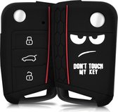 kwmobile autosleutel hoesje voor VW Golf 7 MK7 3-knops autosleutel - Autosleutel behuizing in wit / zwart - Don't Touch My Key design