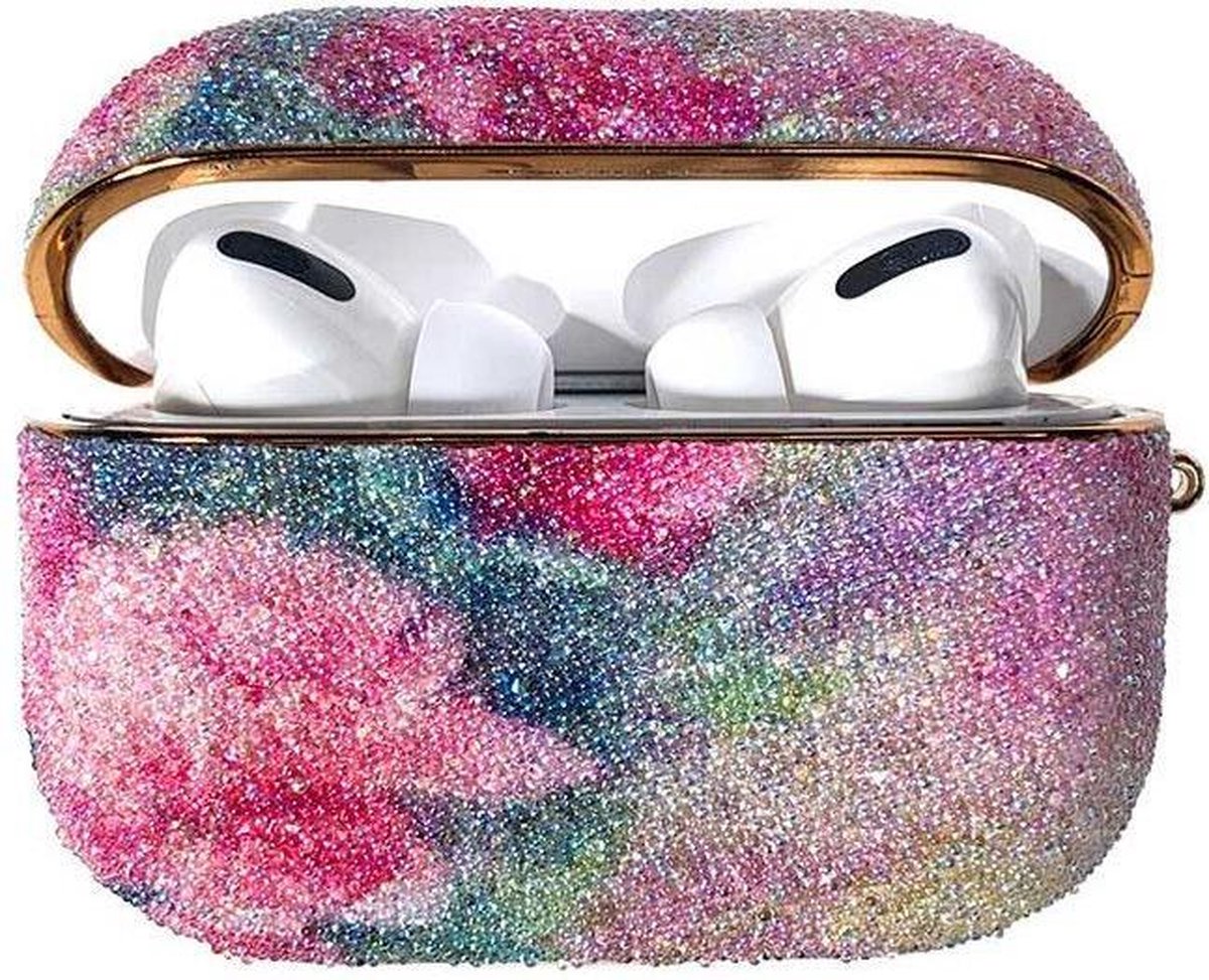 Kingxbar Rainbow glanzende glitter case voor AirPods Pro roze