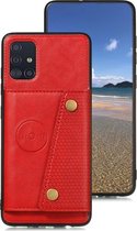 Samsung Galaxy A51 Backcover | Rood | Leren Card Case | Pasjeshouder | Magnetisch