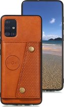 Samsung Galaxy A51 Backcover | Bruin | Leren Card Case | Pasjeshouder | Magnetisch