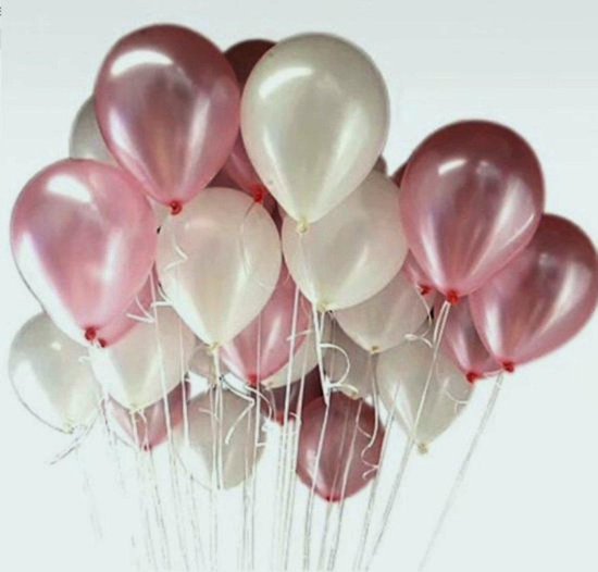 Luxe Ballonnen Roze Wit -  25 Stuks - Helium Ballonnenset Feest Verjaardag Babyshower Party Wedding Bruiloft Valentijn - Merkloos