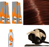 XP100 haarverfpakket kleur 6.32  Donkerblond & Goud & Violet (2x 100ML) met 6% waterstof ( 1x 250ML) incl verfbakje, kwast, maatbeker, puntkam en handschoenen