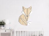 HOUTEN WANDDECORATIE / WOODEN WALL DECORATION - GEOMETRISCHE MUURDECORATIE VOOR KINDERKAMER / GEOMETRIC WALL ART FOR KIDS ROOM - VOS / FOX - 45 x 63cm - LICHT HOUT / NATURAL WOOD -