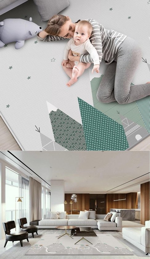 decalsweet speelmat baby 127×127cm met anti-slip, extra dikke 2cm zachte kruipmat baby, opvouwbare kruipmat voor baby kruipdeken voor kinderkamer binnen buiten hek (stadsverkeer