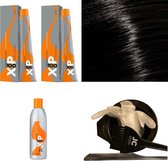 XP100 haarverfpakket kleur 3.0  Donkerbruin (2x 100ML) met 3% waterstof ( 1x 250ML) incl verfbakje, kwast, maatbeker, puntkam en handschoenen